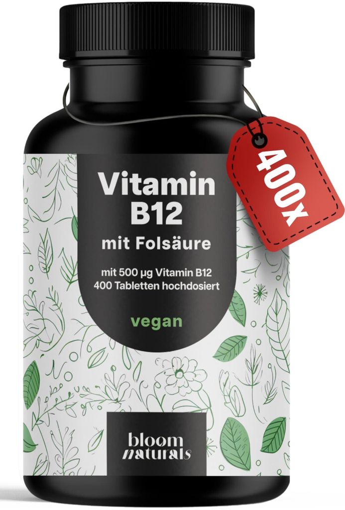 Bloom Naturals Vitamin B12 500µg + Folsäure 200µg, 400 Produktbild 