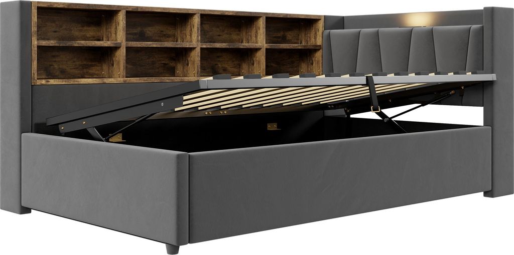 okwish Tagesbett 90×200 mit Nachtlicht und Bettkasten, Produktbild 