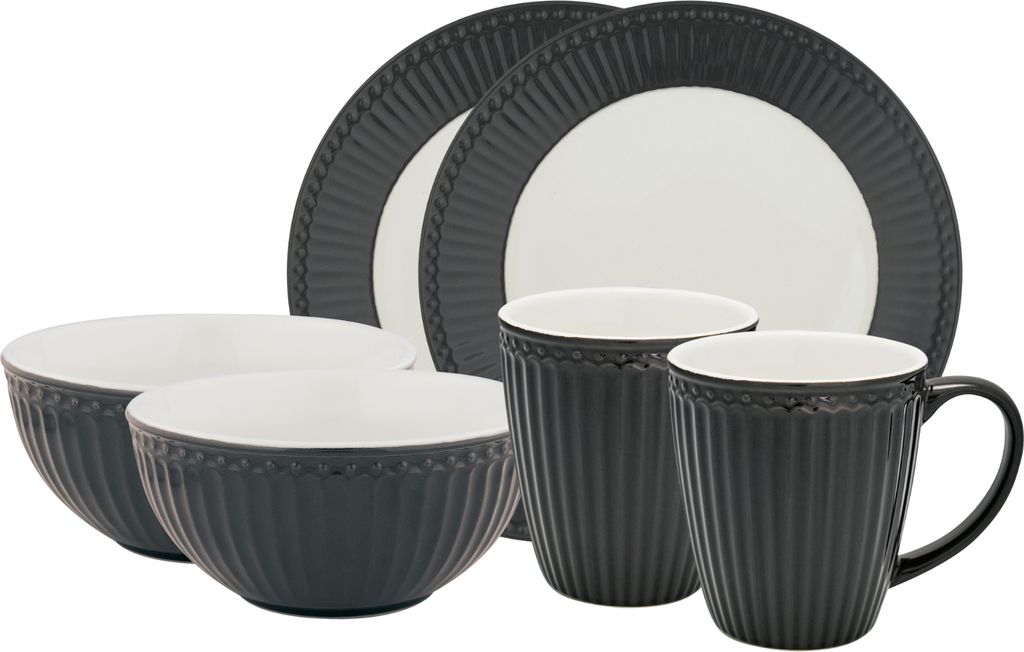 Greengate Alice Frühstücksset dark grey 6tlg