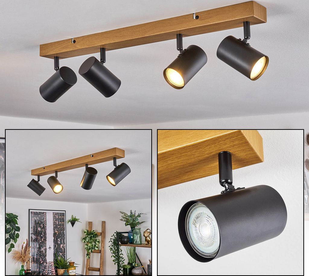Berlingo Deckenlampe aus Metall in Holzoptik/Schwarz