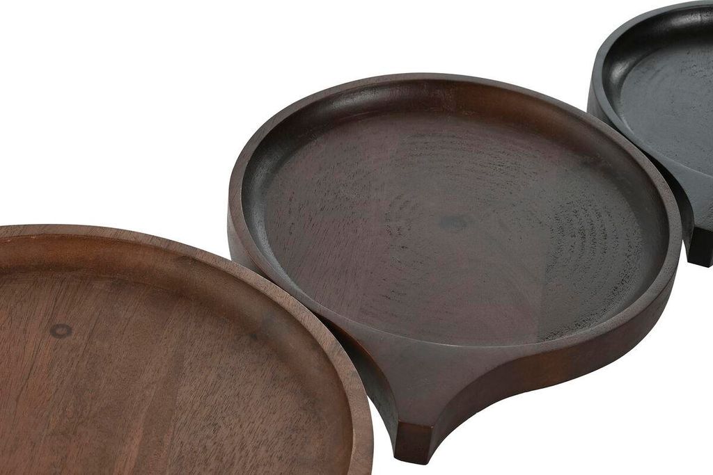 Tischdekoration Home ESPRIT Braun Schwarz Hellbraun Mango-Holz 37 x 31 x 2,7 cm (3 Stücke)