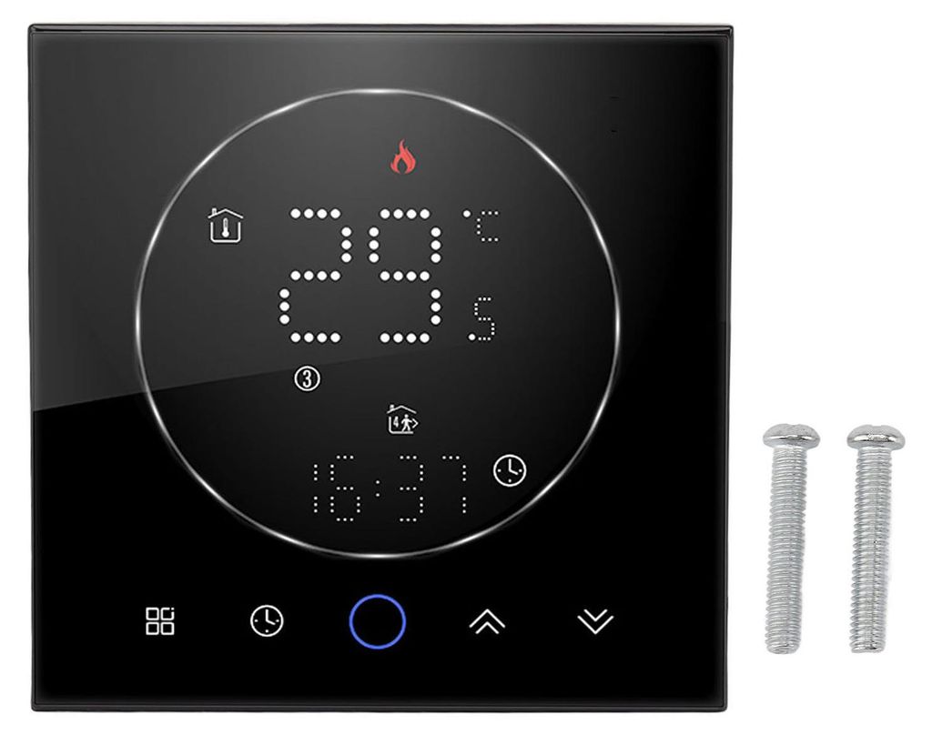 Kabelloser intelligenter Thermostat für zu Hause, präziser programmierbarer Wandkessel, AC95-240 V, quadratisch, Schwarz