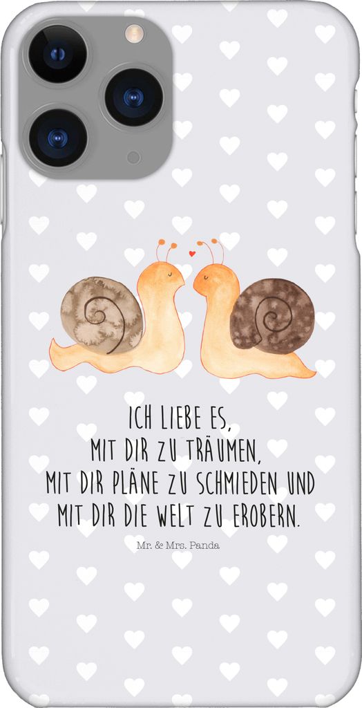 Mr. & Mrs. Panda Iphone 11 Pro Handyhülle Schnecken Liebe - Grau Pastell - Geschenk, Jahrestag, Freundin, Träume, Zukunft, Premium Kunststoff, P...