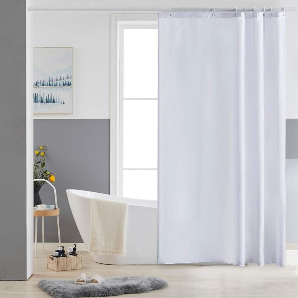 OKWISH Waschbar Duschvorhang 180 x 220cm, Wasserdicht Dusch Vorhang für Badewanne und Dusche im Badezimmer, Antischimmel Antibakteriell Textil Sto...