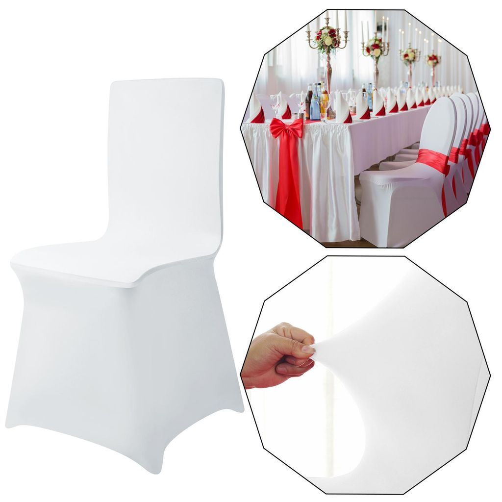 UISEBRT 150 Stück Universell Stuhlhussen Stretch Stuhlüberzug Schleifenband Weiß Stuhlbezüge Hochzeit Feiern Geburtstag Dekoration