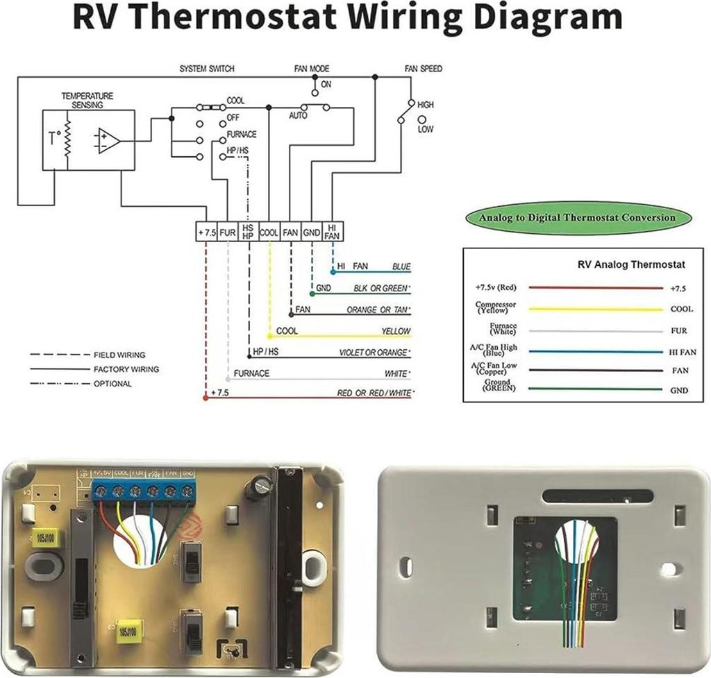 Wohnmobil-Thermostat, analoges Thermostat zum Heizen/Kühlen, Ersatz für Dometic-Wohnmobile 3106995.032