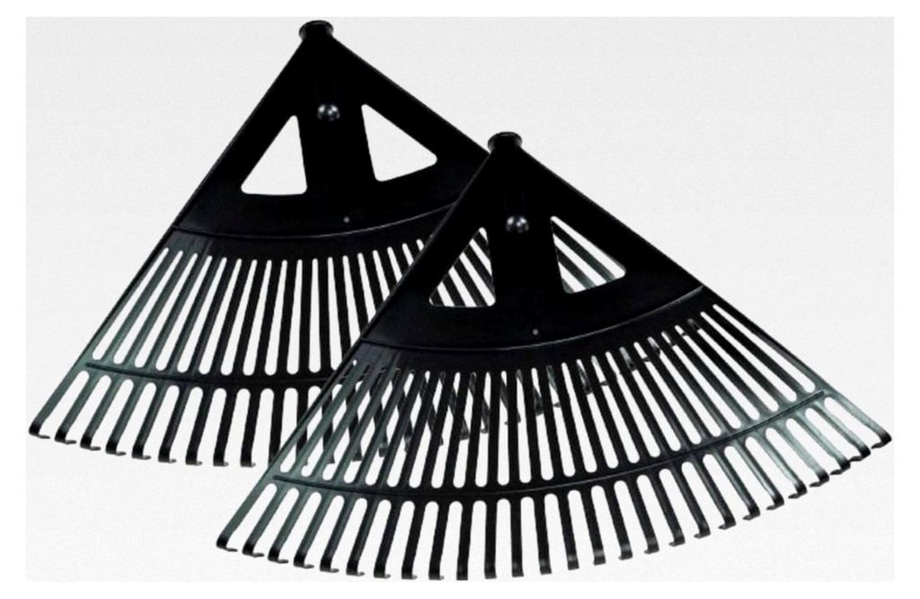 2 Stück Gartenrechen, Extra Breit, Schwarz, Laubbesen aus Kunststoff, 58 cm Breite, 27 Zinken
