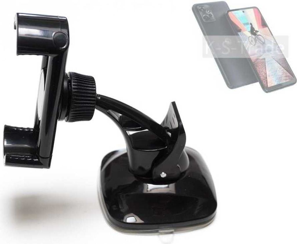 K-S-Trade kompakte Handy-Halterung Windschutzscheibe kompatibel mit Motorola Moto G Power 5G Armaturenbrett schwarz Autohalterung KFZ Halter