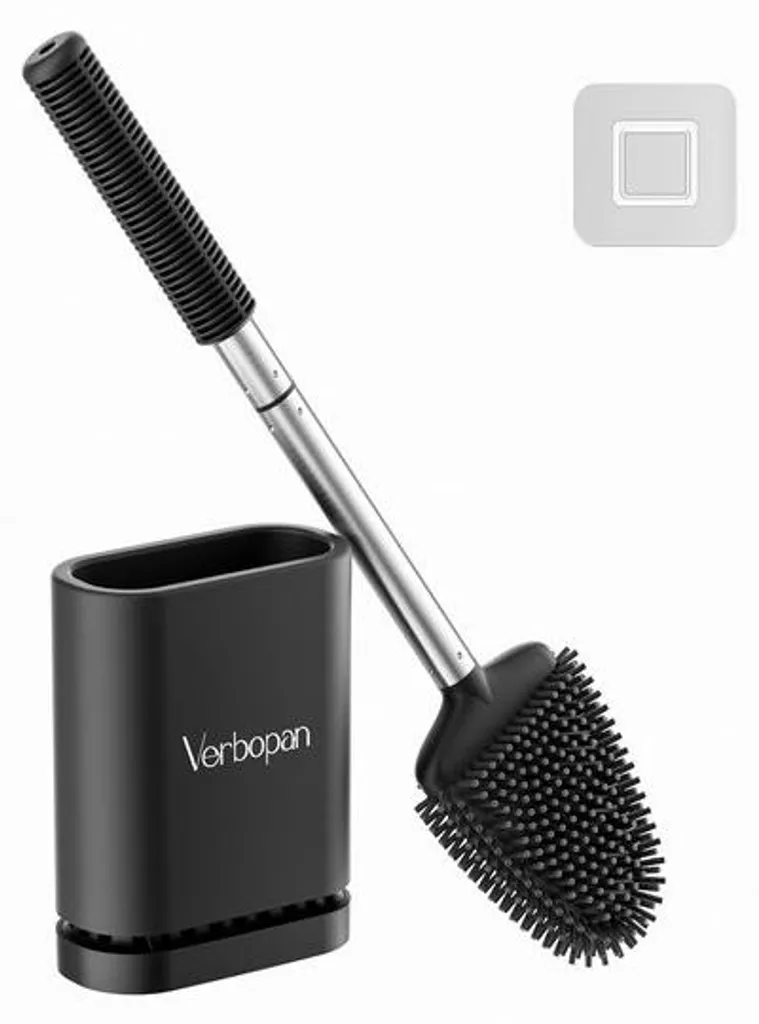 Brosse de toilettes hygiénique en silicone noir pour salle de bains chic