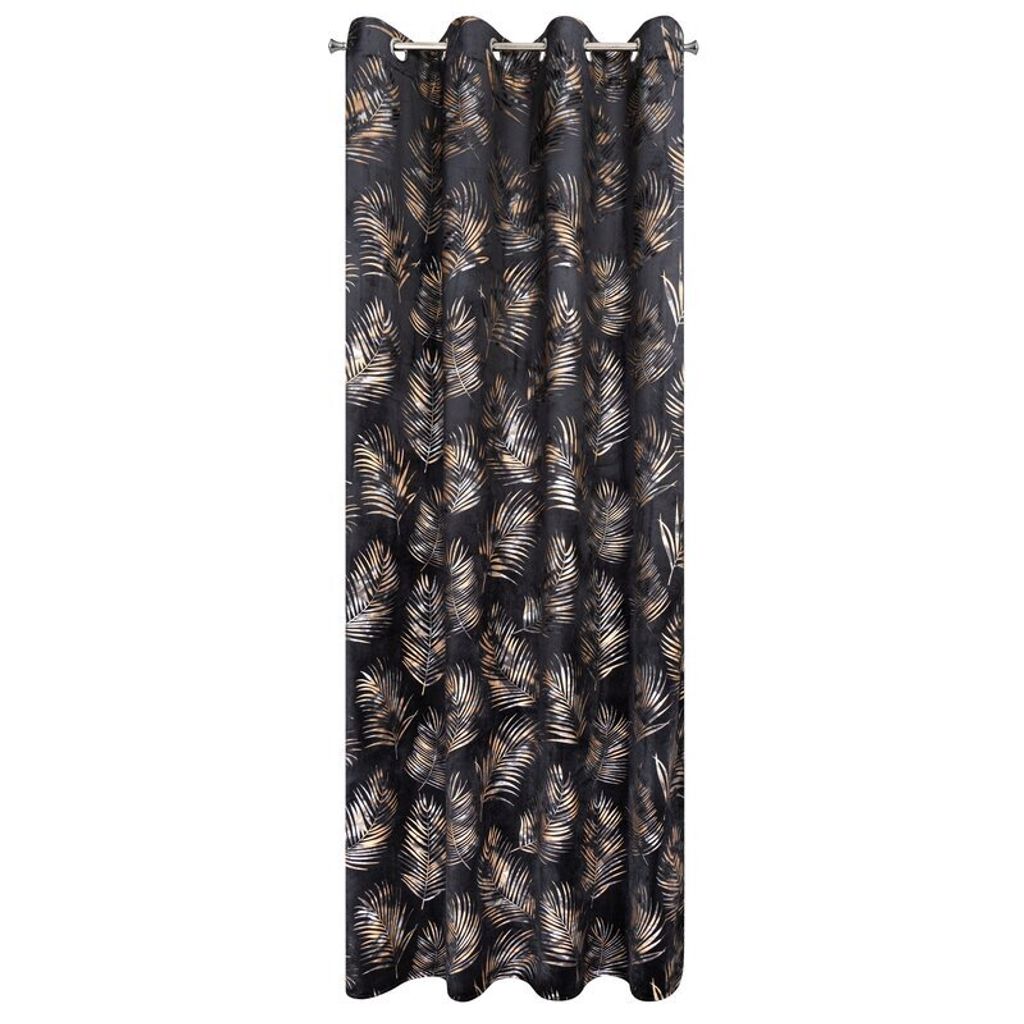 Rideau 140x250 Gloria velours noir or prêt à poser Image du produit 
