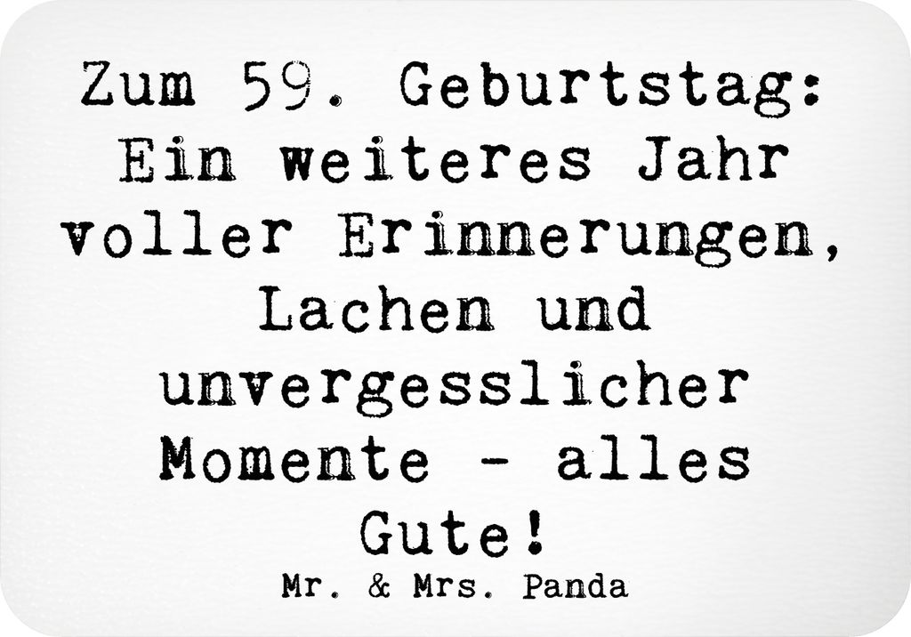 Mr. & Mrs. Panda Kühlschrankmagnet Spruch 59. Geburtstag - Weiß - Geschenk, alles Gute, liebevoller Gruß, Freude, magnet, Happy Birthday, wandma...