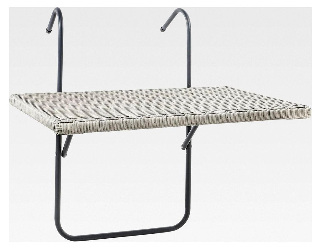 Hängetisch für den Balkon in Rattan-Optik grau - 60x40 cm - höhenverstellbarer Klapptisch