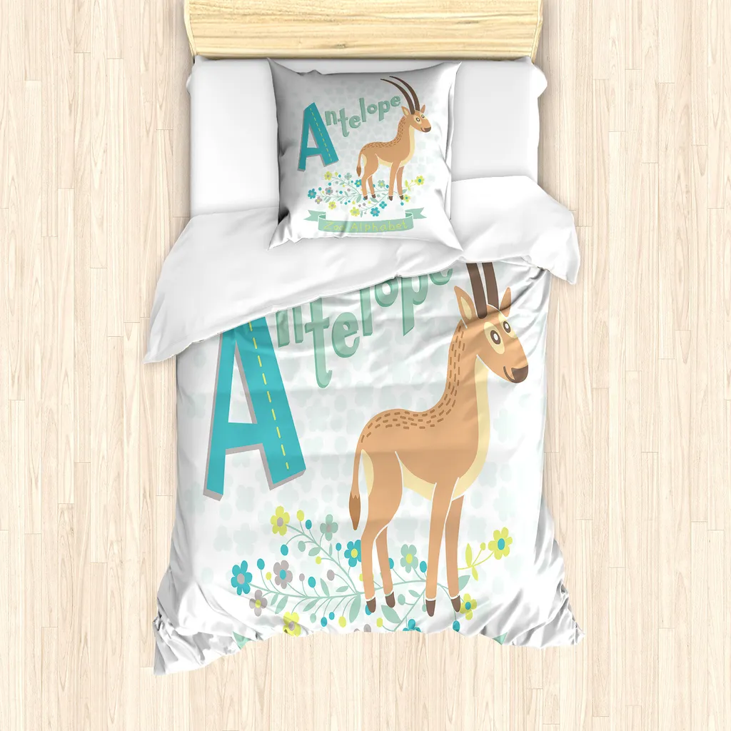 Copripiumino Singolo Animal Alphabet ABAKUHAUS 135x200 Multicolore