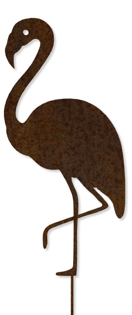 Edelrost Gartenfigur Flamingo Helmut 50cm mit Stecker Produktbild 