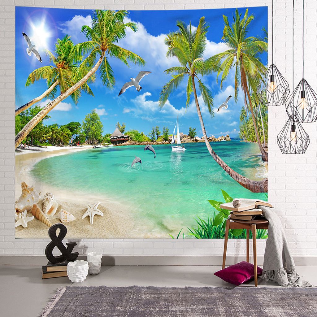 Wall Tapestry, Wandteppich Outdoor 130x150cm Strand Thema Wanddeko Schlafzimmer für Schlafzimmer Home Office Dekoration(02#)