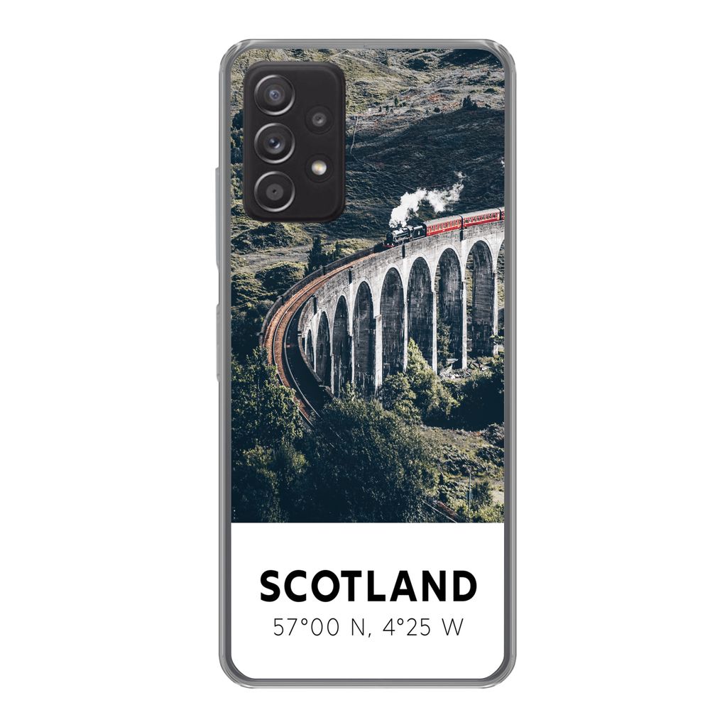 MuchoWow Handyhülle Schutzhülle Hülle für Samsung Galaxy A53 5G Schottland - Zug - Sommer - Eisenbahn Silikon Softcase Handy Hülle - Schutza...