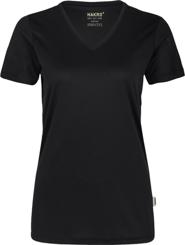 HAKRO Damen V-Shirt Coolmax (Polyesterfasern) 187, schwarz, 2XL