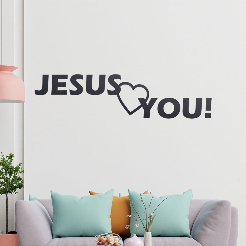 KIWISTAR Jesus Loves You! Jesus liebt dich! Text Wandtattoo in 6 Größen - Wandaufkleber Wall Sticker - Dekoration, Küche, Wohnzimmer, Schlafzimm...