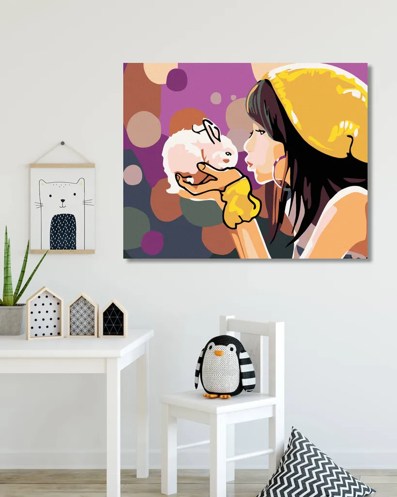 Quadro DIY Diamond Painting Zuty 40x50 cm - Ragazza con Coniglio Moderno - 2