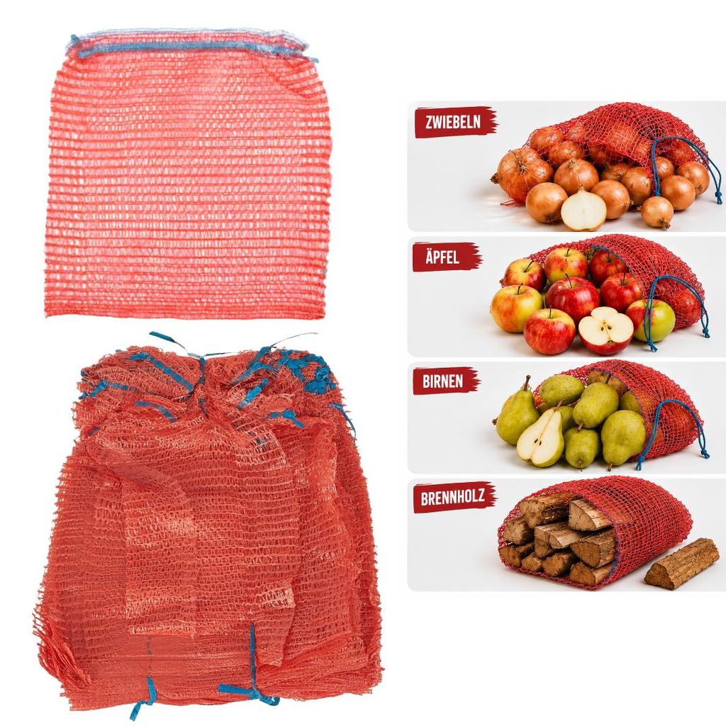 100x 15 kg Raschelsäcke Kartoffel Raschel Säcke Netzsäcke Produktbild 