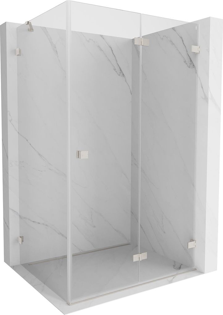 Mexen Lunar-F Duschkabine klappbar rechts 95 x 70 cm, transparent, gebürsteter Nickel - 836-095-070-97-00-P