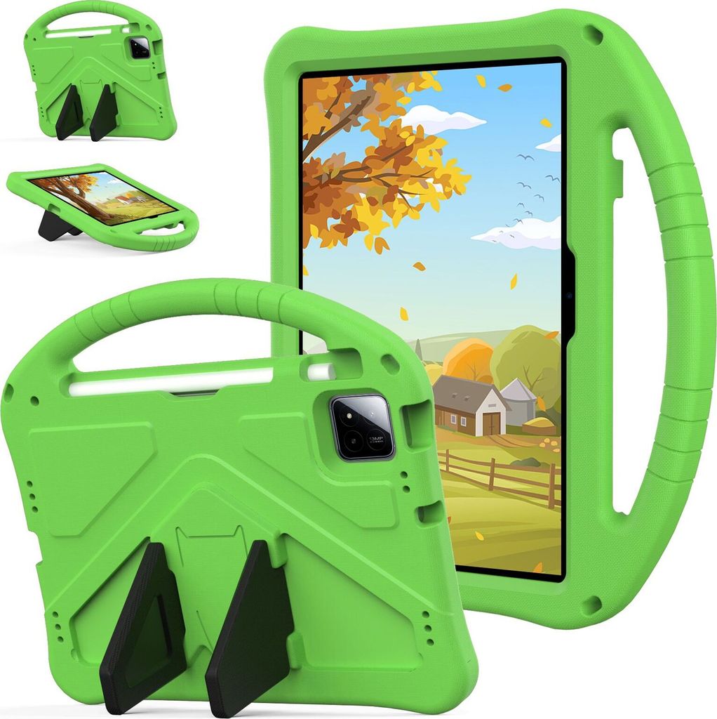 Kinder Hülle für Xiaomi Pad 7 / Pad 7 Pro, Eva Leichte Stoßfeste Ständer, Kids Griff Schutzhülle Grün