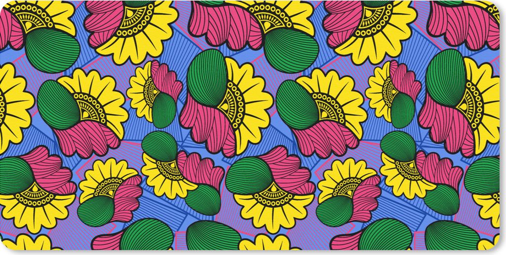 MuchoWow Mauspad Mousepad Blumen - Muster - Afrika 60x30 cm - Mousepads - Maus Mat - Pad - Mausunterlage - Nachhaltig