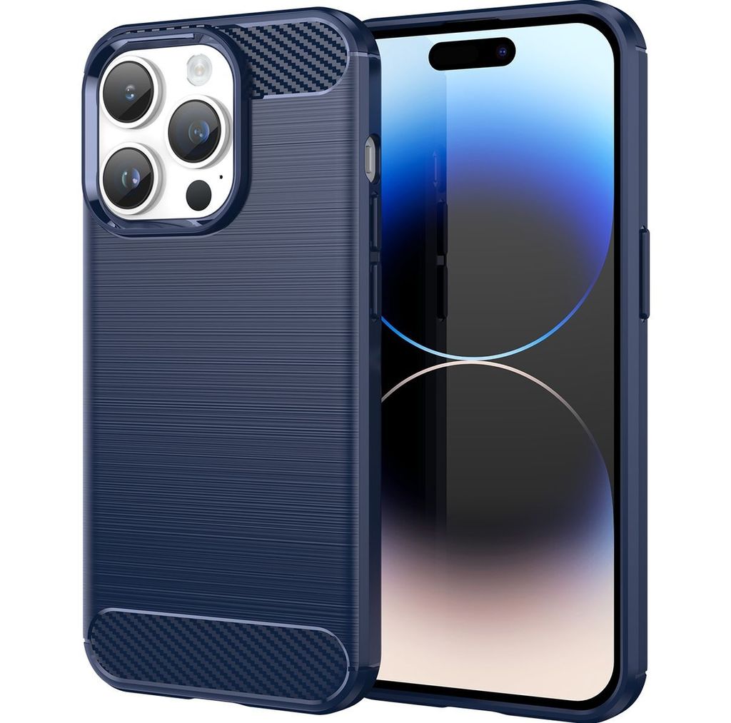 Mobigear Brushed Slim iPhone 15 Pro Max Hülle Flexibles TPU Backcover - Blau