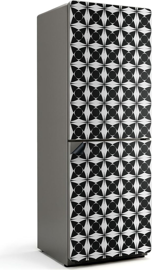 Geometrisches Muster aus Kreisen und Sternen – Magnetische Kühlschrank Abdeckung – Dekorfolie magnetisch Küche – Kühlschrank Magnet Deko ...