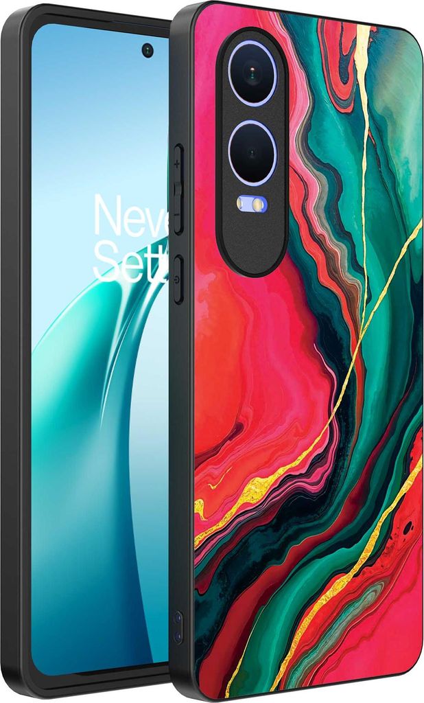 Smartphonica Telefon Fall geeignet für OnePlus Nord CE 4 Lite mit rot grün Marmor Print - TPU Backcover Fall rot grün Marmor Design