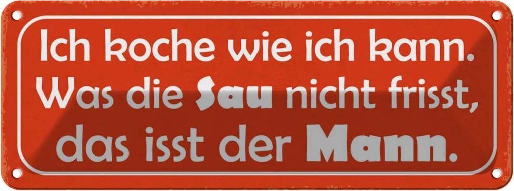 vianmo Blechschild 10x27 cm Sau nicht frisst isst mein Mann Spruch Zitat