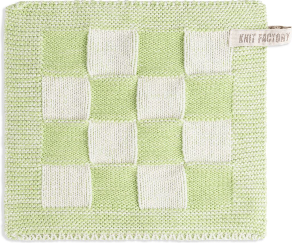 Knit Factory Topflappen Block - Ecru/Spring Green - 23x23 cm