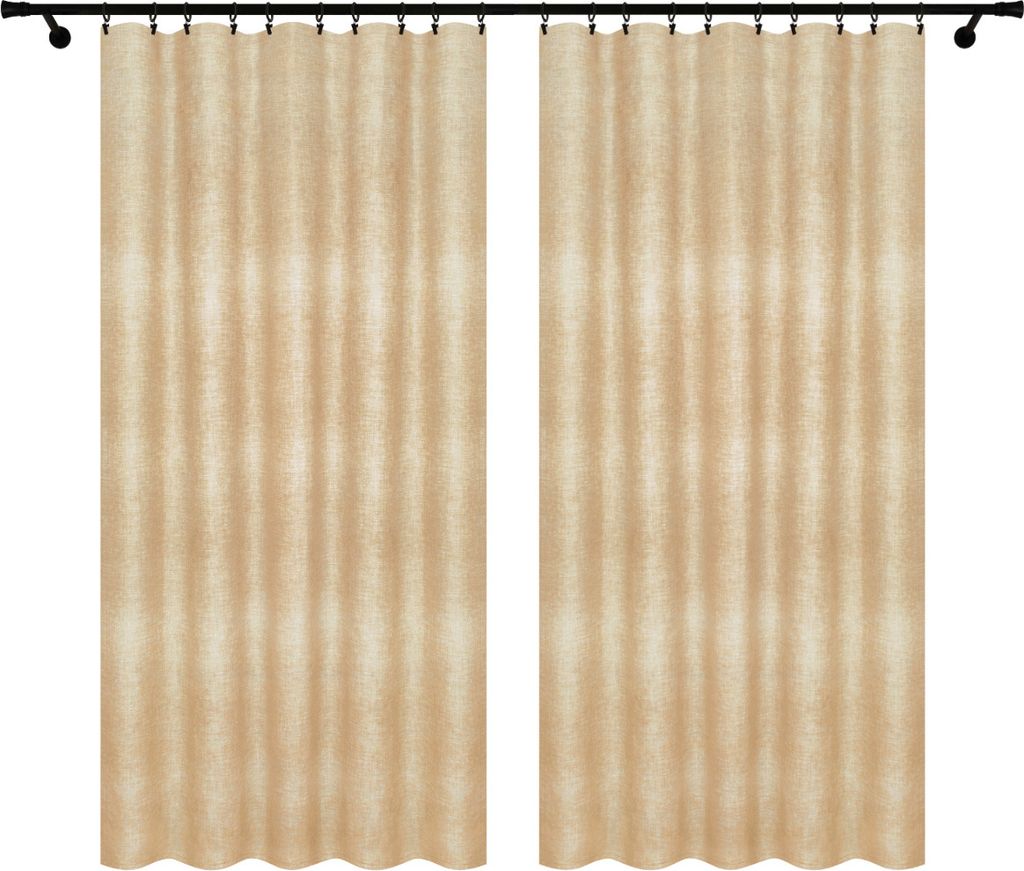 Fertigvorhänge mit Kräuselband 140x250 cm 2 Stücke Leinenmuster beige Vorhänge für Wohnzimmer