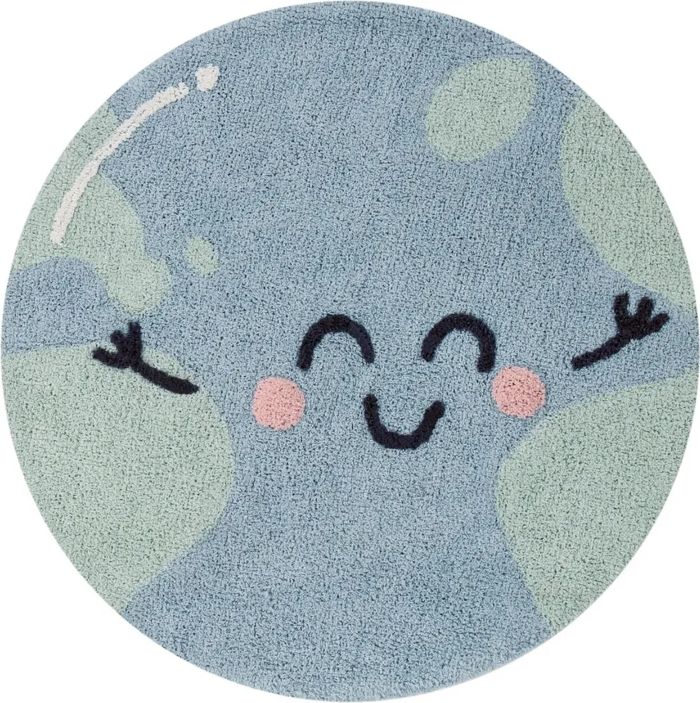 Tapis de chambre rond en coton Ø 100 cm - Accessoire déco enfant doux