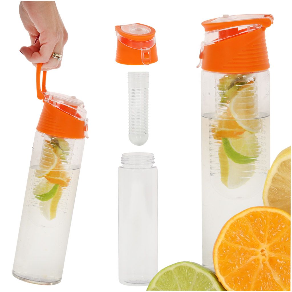 KIK - Wasserflasche mit Fruchteinsatz 800 ml orange Produktbild 