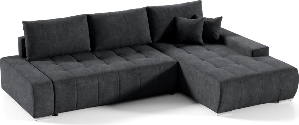 Intenso Ecksofa mit Schlaffunktion Velutti L, Schwarz, Rechts