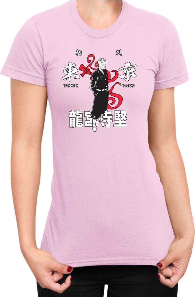 Damen T-Shirt Japan Anime Manga Tokyo Gang, Lady XS / Hellrosa