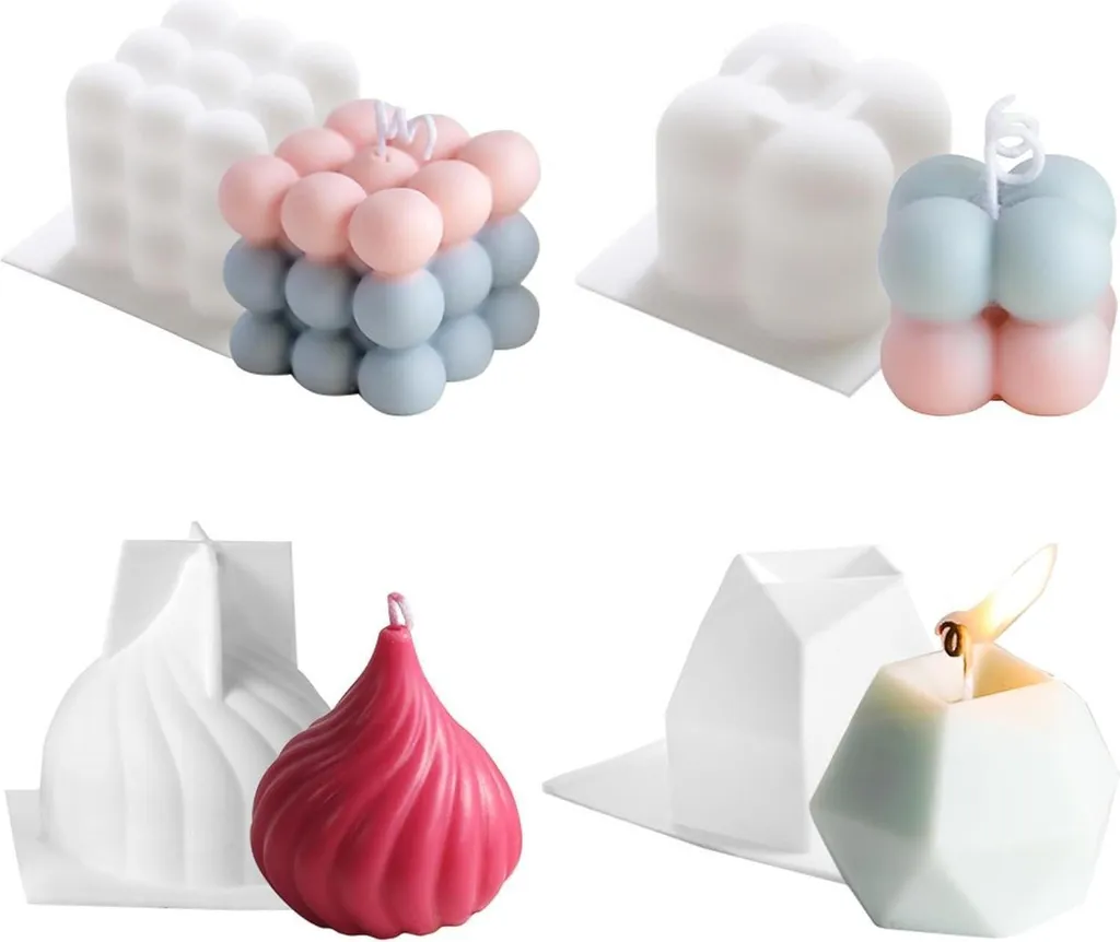 Moule silicone bougie bulles 3D anti-adhésif kit 4 pcs démoulage facile