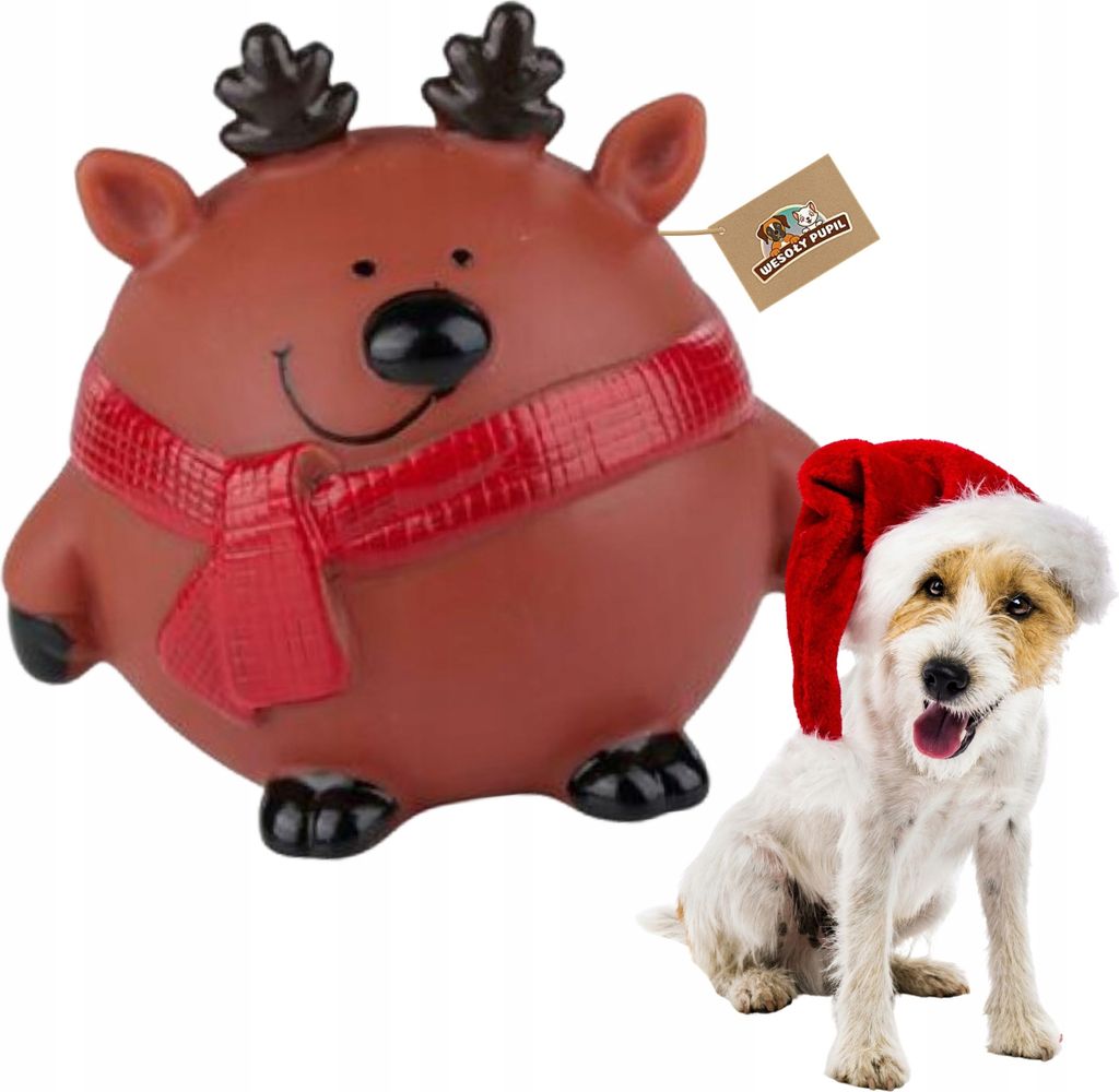 Weihnachten Hundespielzeug RENIFER Gummiball DEER squeaky für die Feiertage