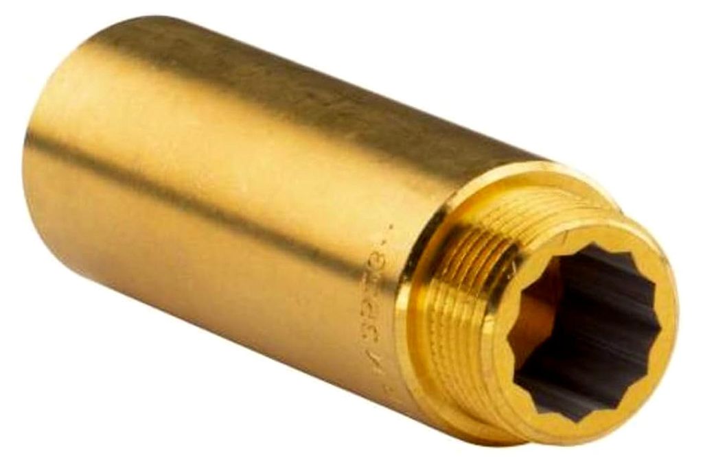 Messing Gewinde-Fitting Hahnverlängerung IG/AG 3/4' (DN 20) 80 mm - schwere Ausführung