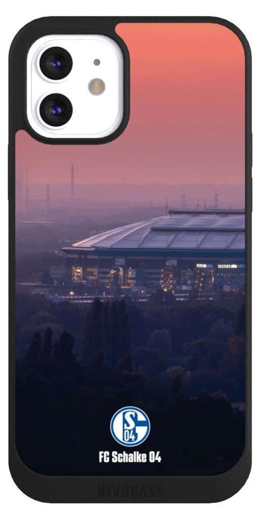 NIVOCASE Handyhülle für Apple iPhone 12 Hülle NIVOpure Case Schwarz FC Schalke 04 Offizielles Lizenzprodukt Stadion