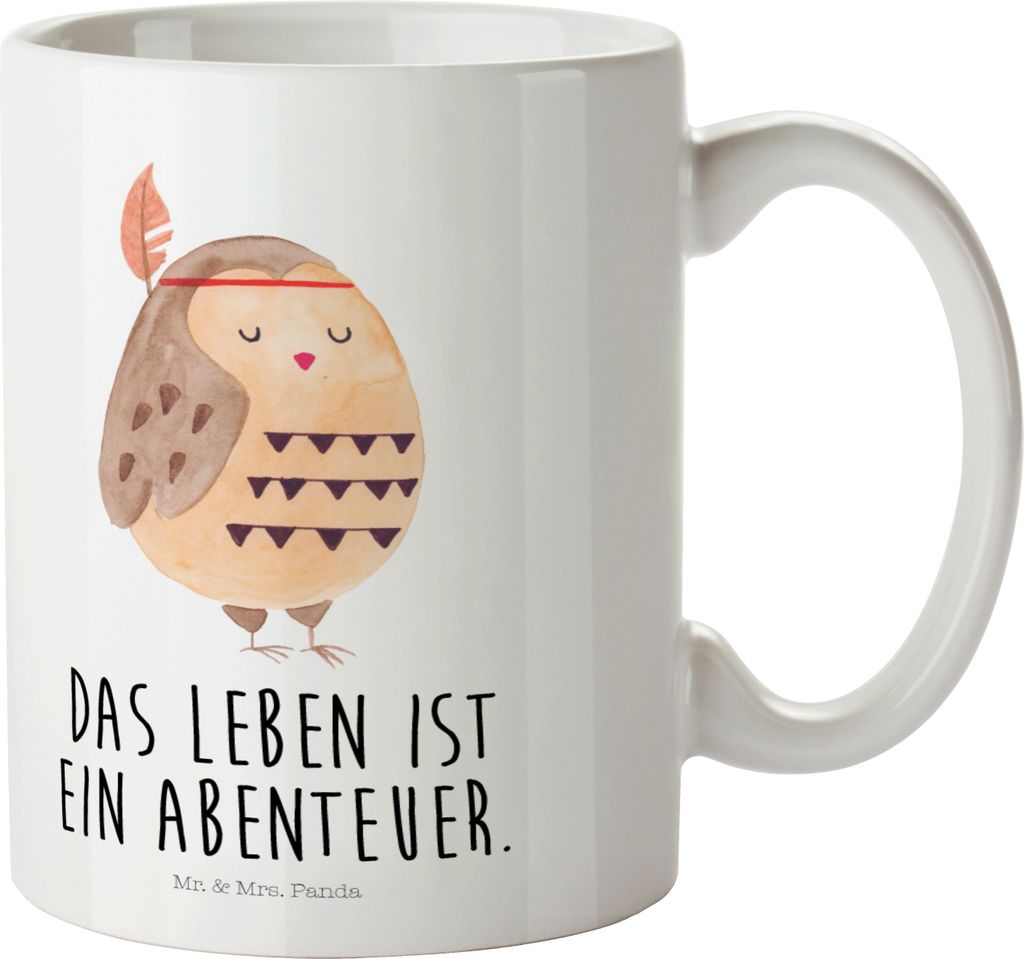 Mr. & Mrs. Panda Trinklernbecher Eule Federschmuck - Weiß - Geschenk, Plastikbecher, Abenteuer, Dekoration, Mehrwegbecher, Kindertasse, Waldtiere,...