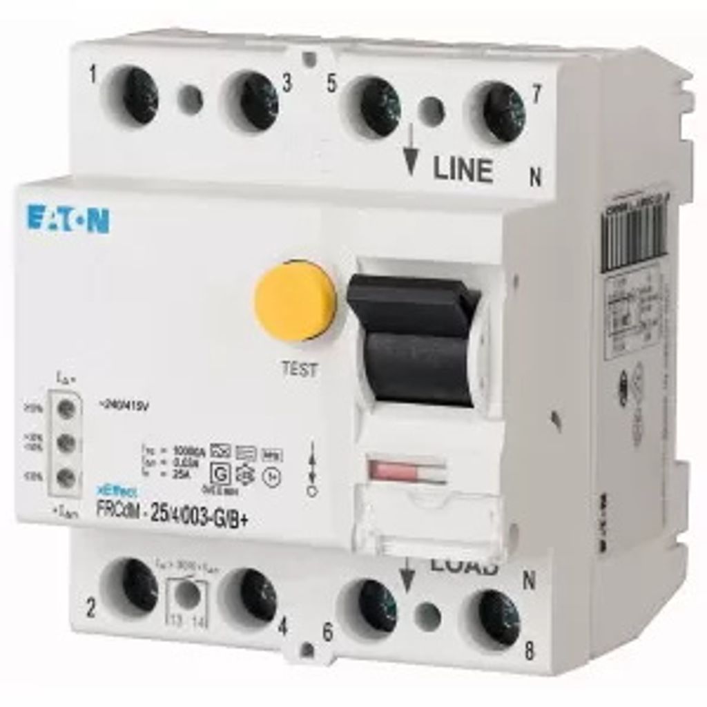 Eaton Digitaler FI-Schutzschalter 25 A 30 mA 4-polig 240 VAC (FRCDM-25/4/003-G/B+)