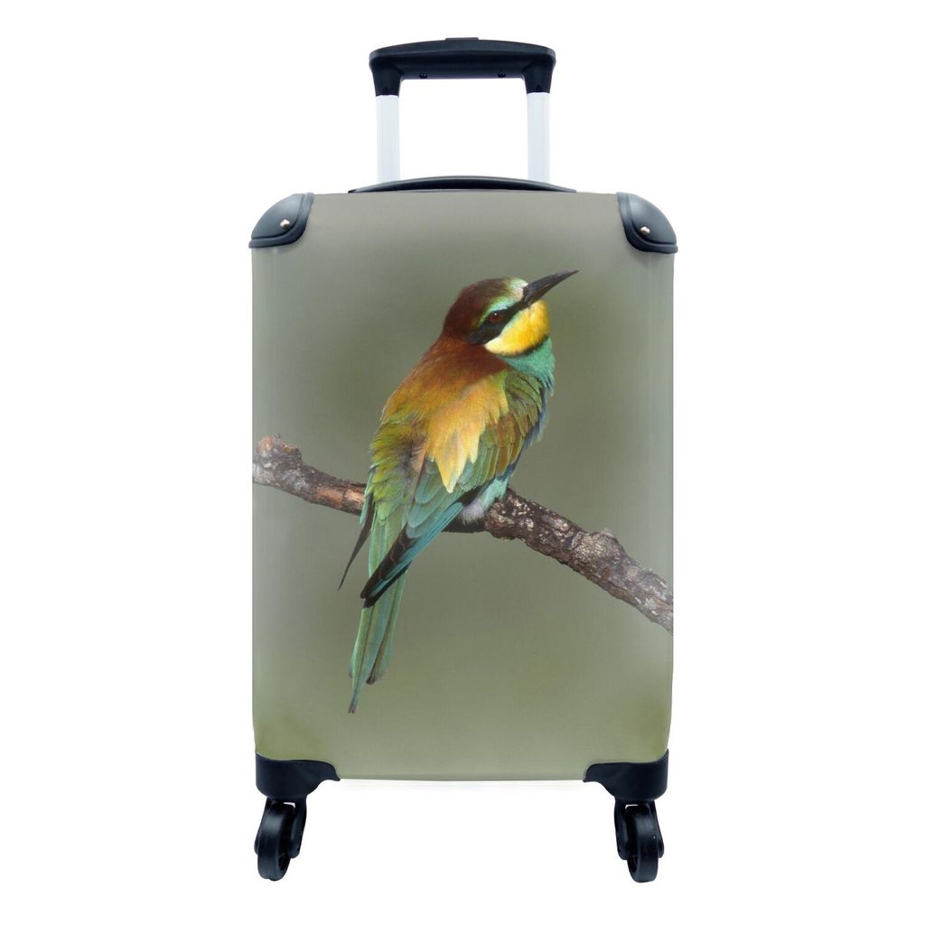 MuchoWow Koffer Handgepäck Trolley Rollkoffer Kleine Reisekoffer mit 4 Rollen - Bienenfresser (Merops apiaster) auf einem Ast sitzend, Sardinien...