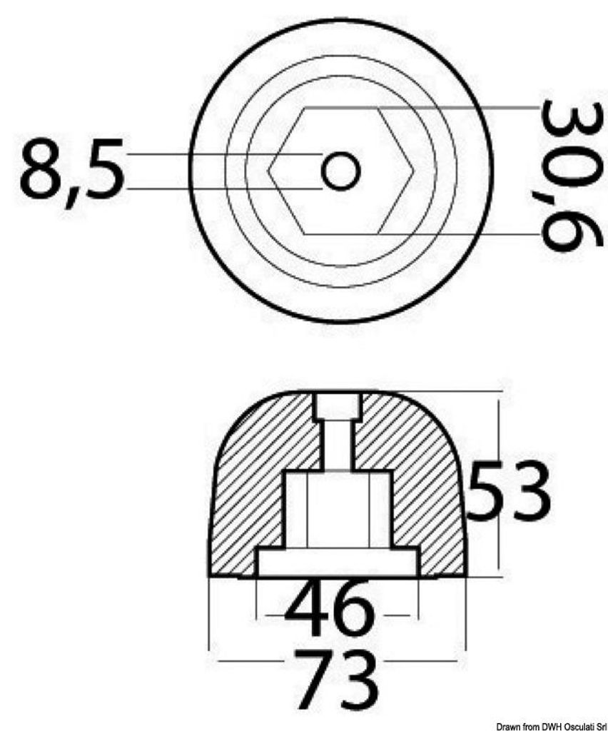 Aluminium Ersatzanode originale Referenz 501180 - Osculati 43.070.28