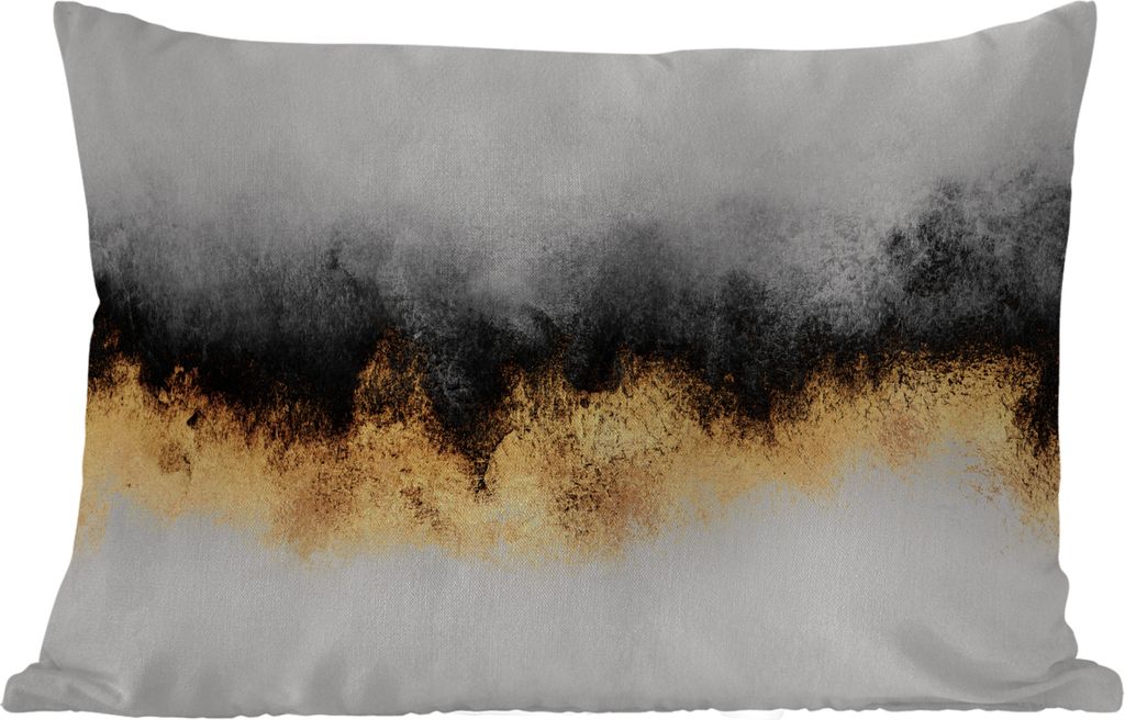 MuchoWow Outdoor Kissen - Gold - Chic - Abstrakt - Schwarz - Weiß - Luxus - 50x30 cm - Wetterfest - Lounge Kissen - Sofa kissen - Wohnzimmer Dek...