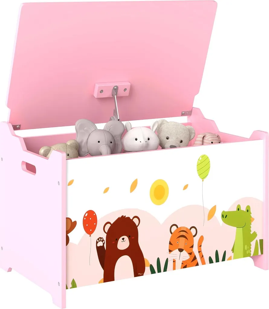 Coffre à jouets pour chambre d'enfant rose idéal pour organiser les jeux