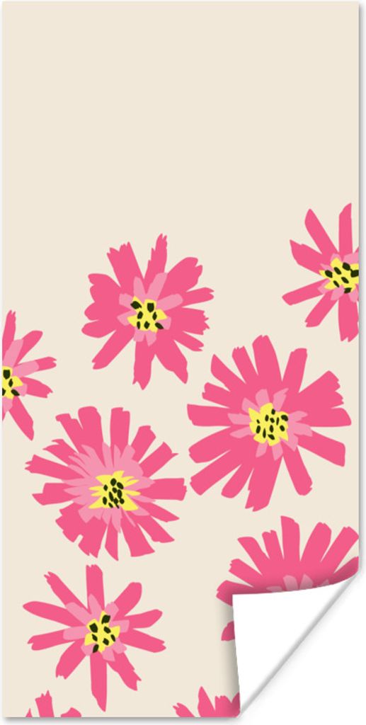 MuchoWow Poster Blumen - Muster - Minimalismus 60x120 cm - Wandschmuck