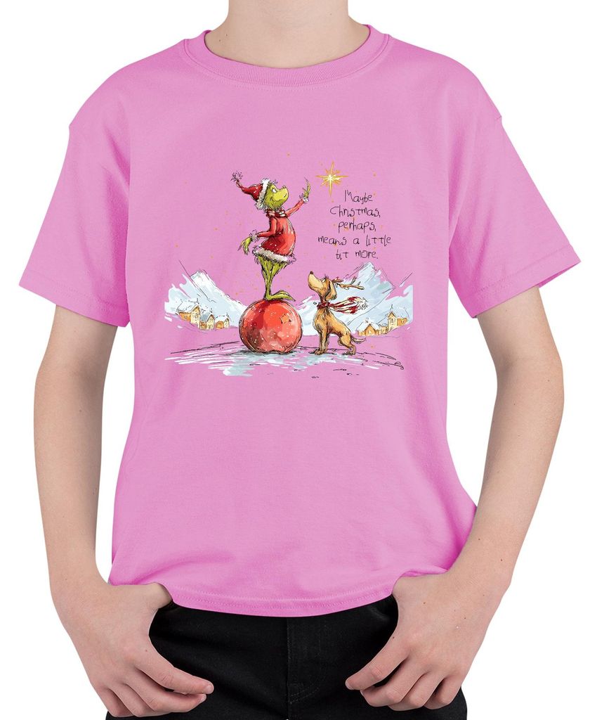 Maybe Christmas means a little more Grinch Weihnachten Ornament Uni Kinder T-Shirt, Pink, 140