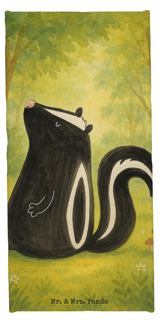 Mr. & Mrs. Panda Strandtuch Stinktier Sitzen Design - Weiß - Geschenk, Spruch, Handtuch, Badehandtuch, Büro, Raubtier, Badhandtuch, Duschtuch, Be...